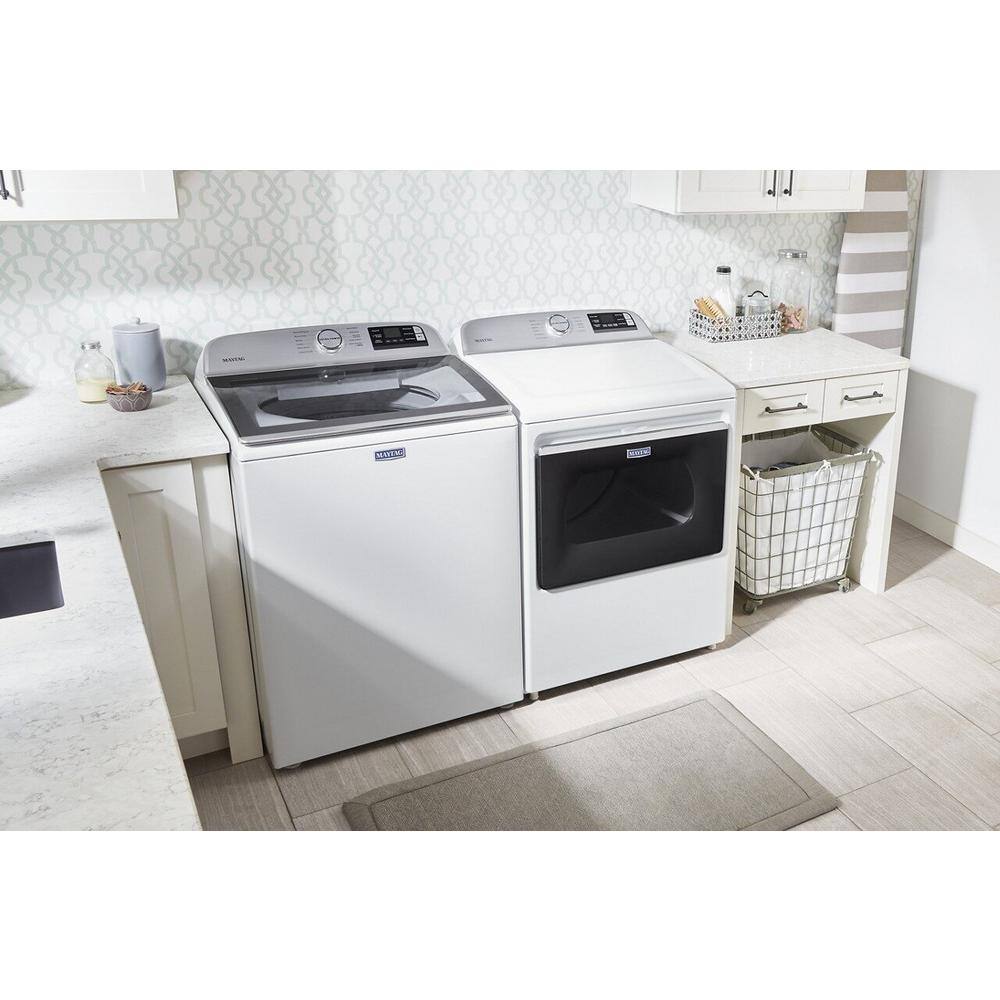 Maytag 7.4 cu. ft. 120-Volt Smart Capable White Gas Dryer with Hamper Door MGD6230HW