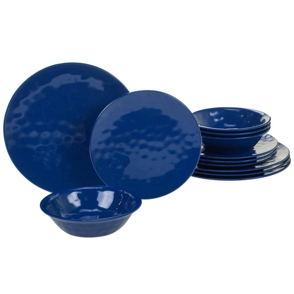 Certified International 12-Piece Casual Cobalt Blue Melamine Outdoor Dinnerware Set (Service for 4) 89211RM