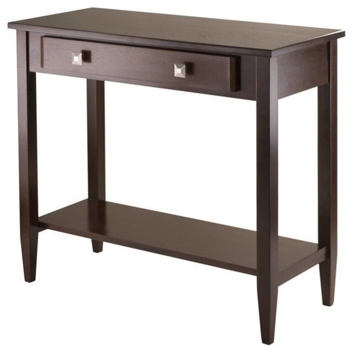 Pemberly Row Tapered Leg Console Hall Table in Antique Walnut   Transitional   Console Tables   by Homesquare  Houzz