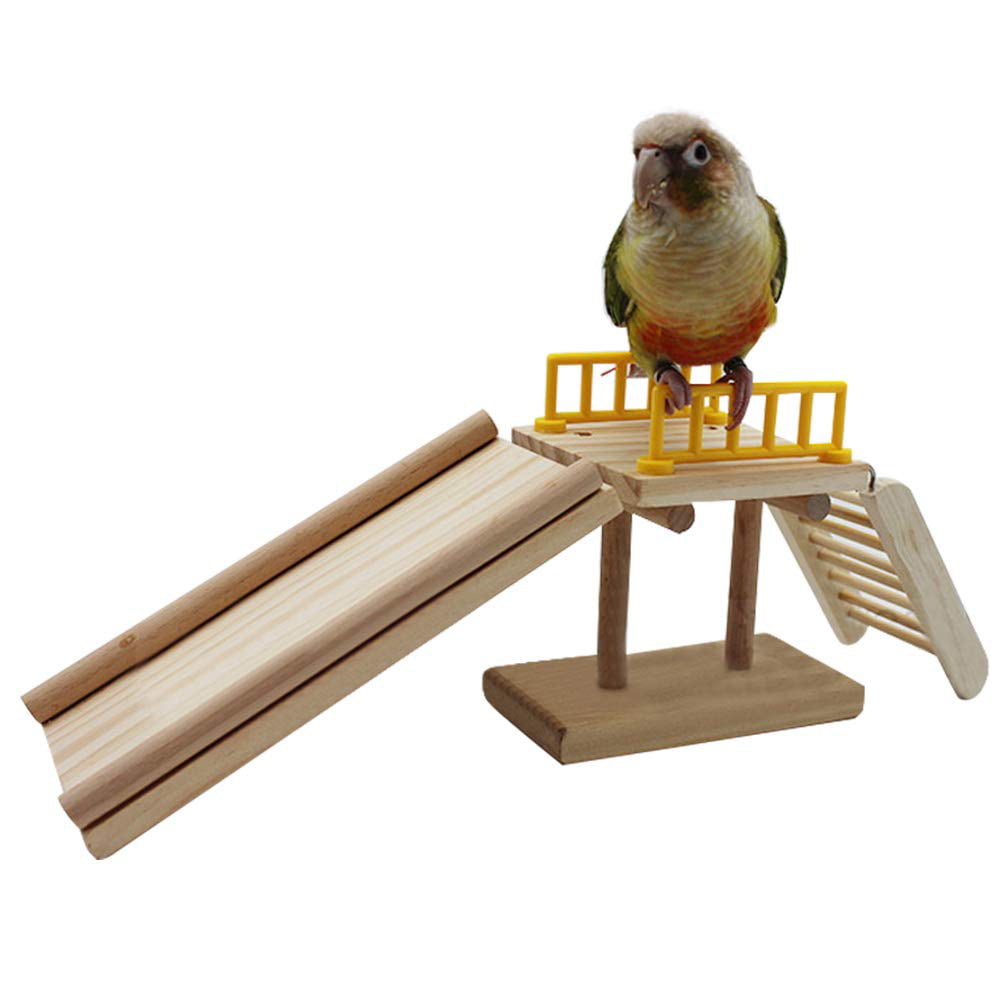 QBLEEV Bird Toys， Slide Training Ladder Trick Parrots Toys， Intelligence Educational Prop Table Cage Top Foot Toys， Birds Perch Platform for Conures Parakeets Cockatiels