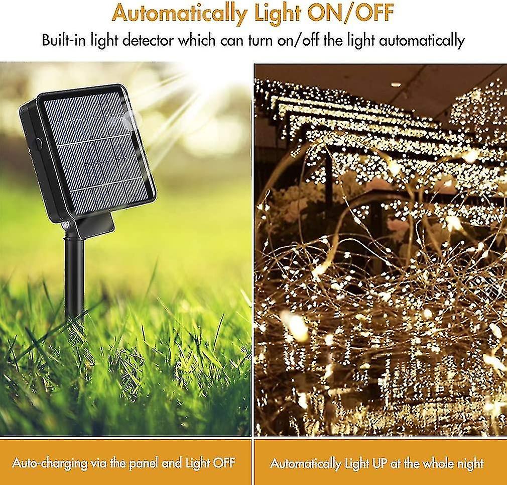 100 Leds Outdoor Solar String Lights With 8 Light Modes， Waterproof Solar String Light For