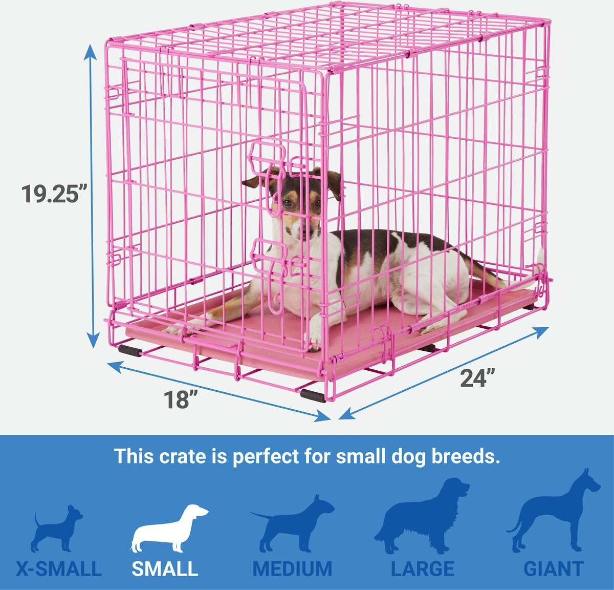 Frisco Fold and Carry Single Door Collapsible Wire Dog Crate， Pink