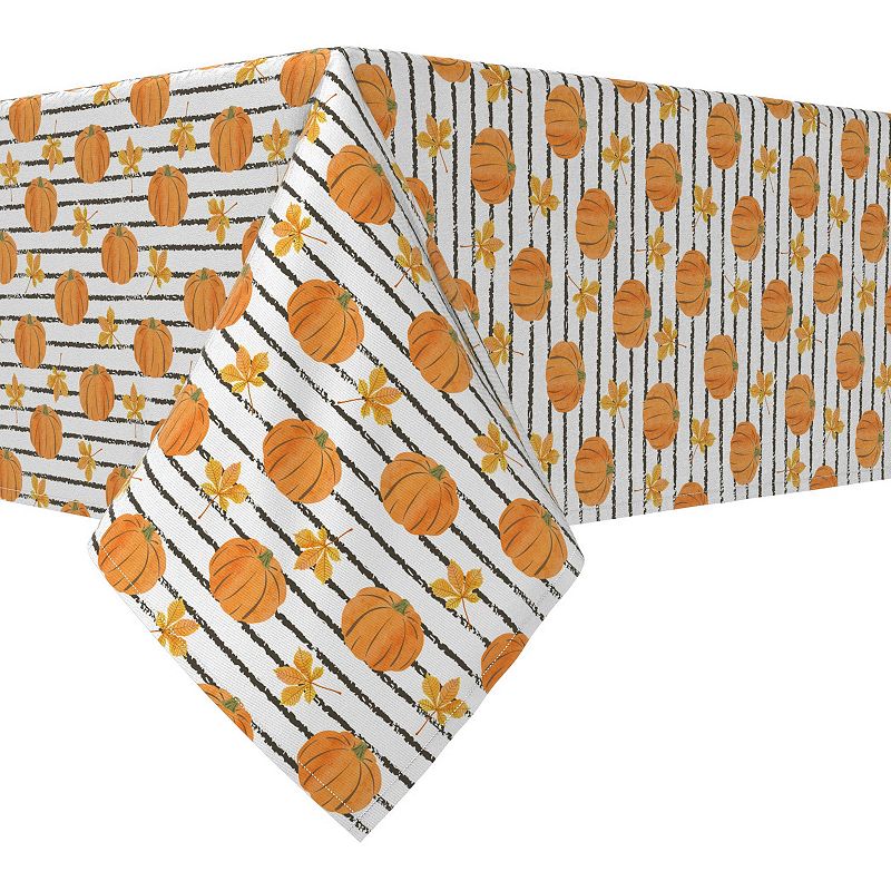 Rectangular Tablecloth， 100% Cotton， 52x120， Abstract Autumn Stripe