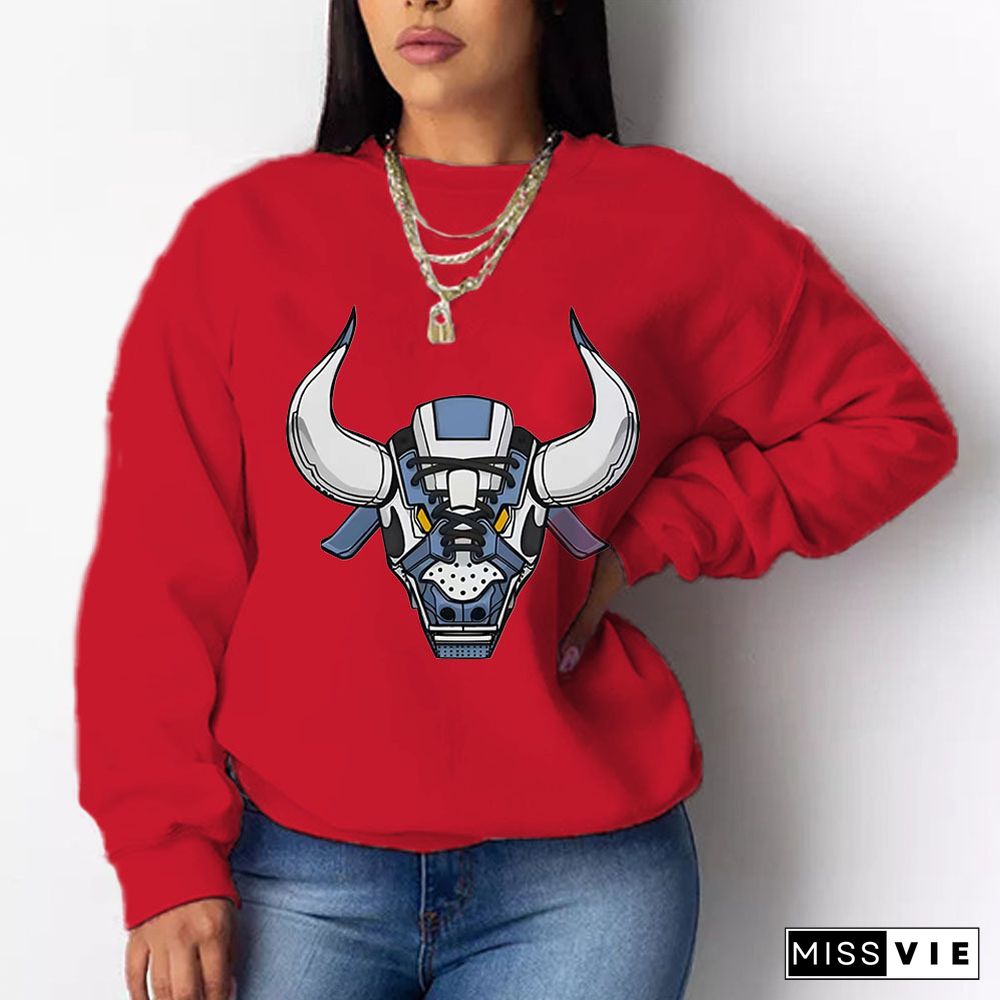 Fleece Long Sleeve O Neck Loose Sweatshirt