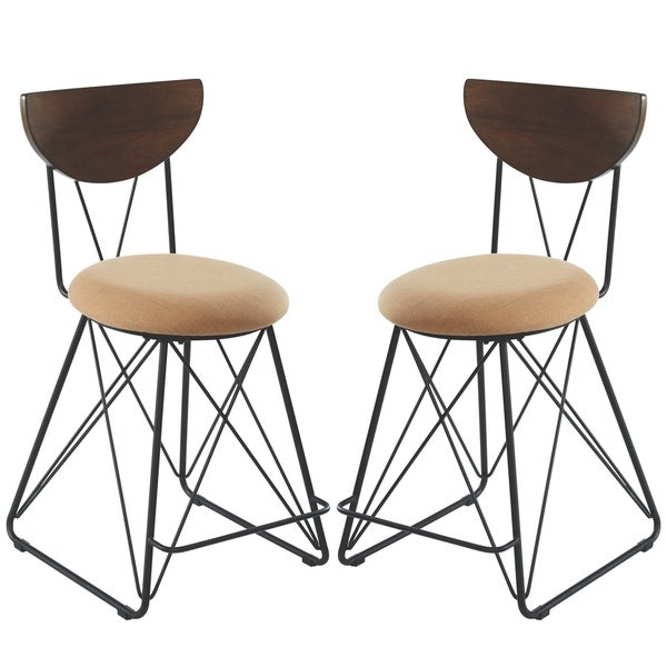 Modern Industrial Design Gold Counter Height Dining Stools (Set of 2)