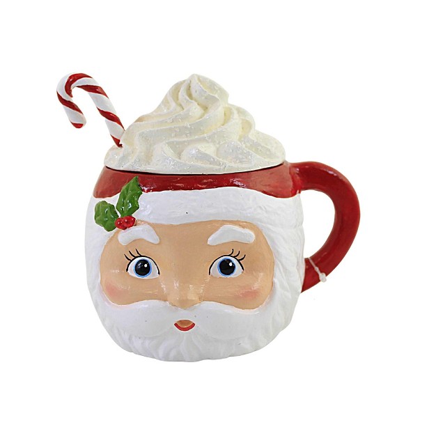 Christmas Sweet Tidings Santa Head One Figurine 5 5 Inches Peppermint Container Tf1239 Resin White