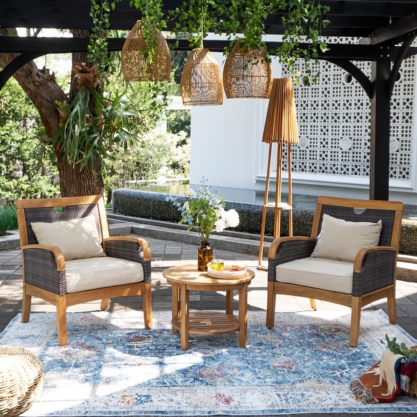 Cambridge Casual Palma 3piece Teak Wicker Outdoor Chat Set with FREE Pillow