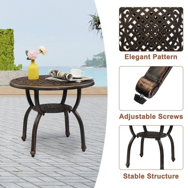 Cast Aluminum Outdoor Side Table AntiRust Outdoor Round End Table