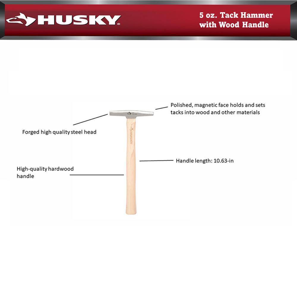 Husky 5 oz. Tack Hammer with Wood Handle 90387