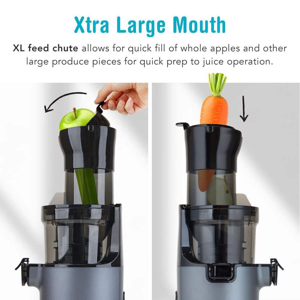 SJX1 Gray Easy Cold Press Juicer with XL BPAFree Feed Chute and Compact Footprint