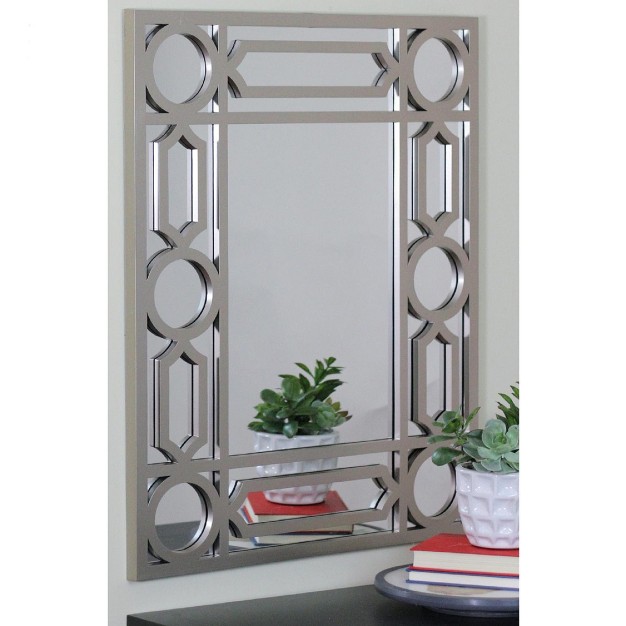 Gray Framed Geometric Design Rectangular Wall Mirror