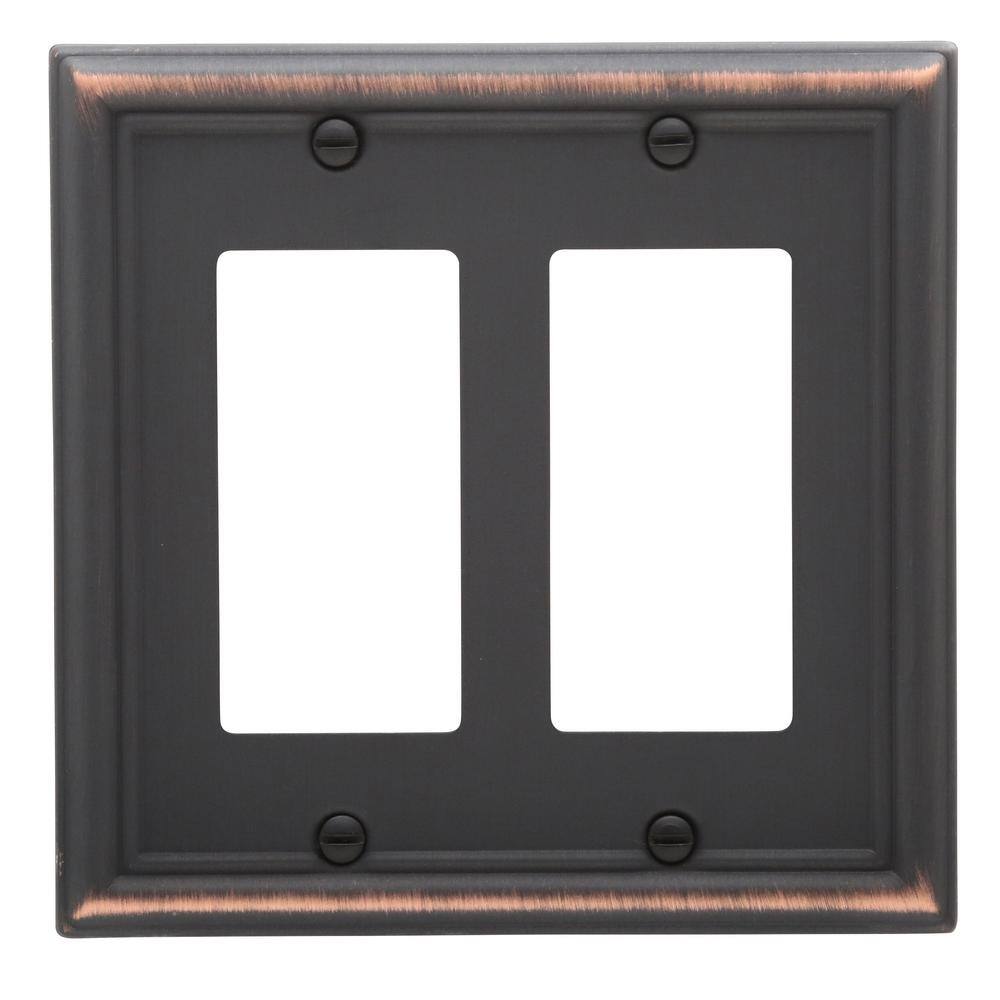 AMERELLE Ascher Aged Bronze 2-Gang Rocker Steel Wall Plate (3-Pack) 149RRDB-3