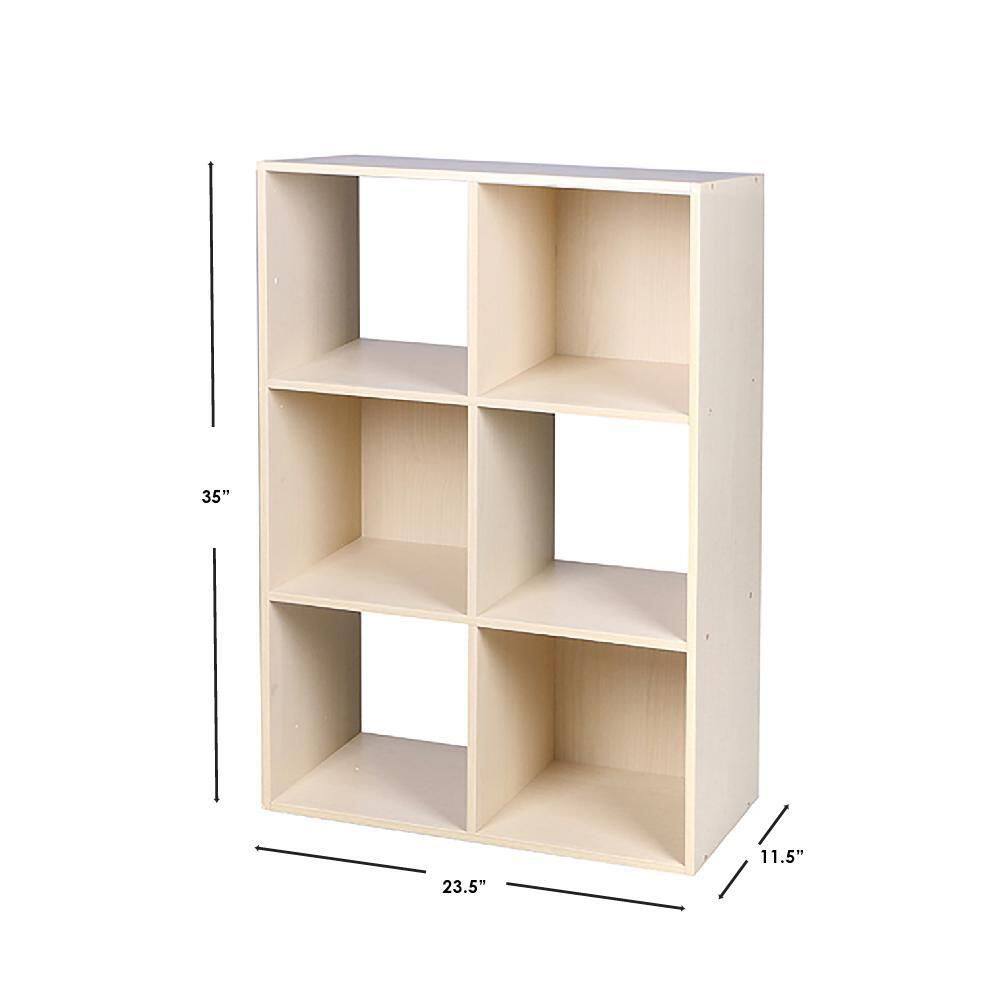 Home Basics Open and Enclosed Oak 6 MDF Cube Organizer HDC95102