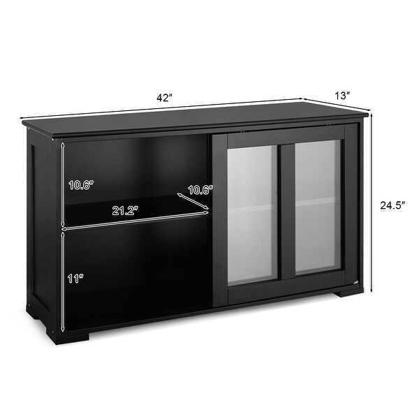 Wooden Buffet Cupboard Kitchen Storage Sideboard Sliding Door Black