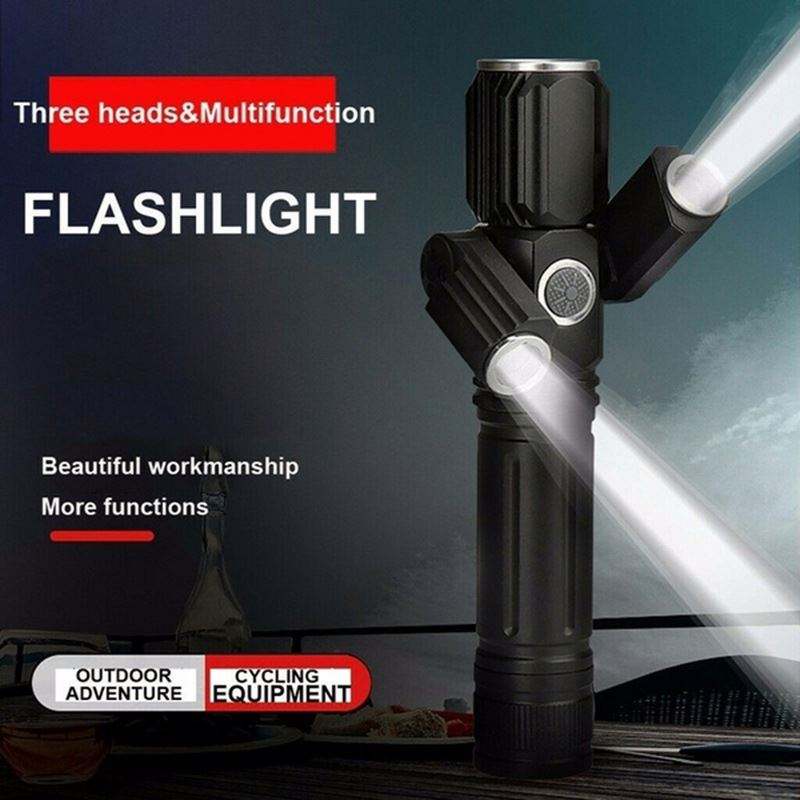 Bicycle Headlight USB Rechargeable Bike Light 500 Lumen Tri Head LED Lamp 4 Lighting Modes Flashlight Cycling Handlebar Light