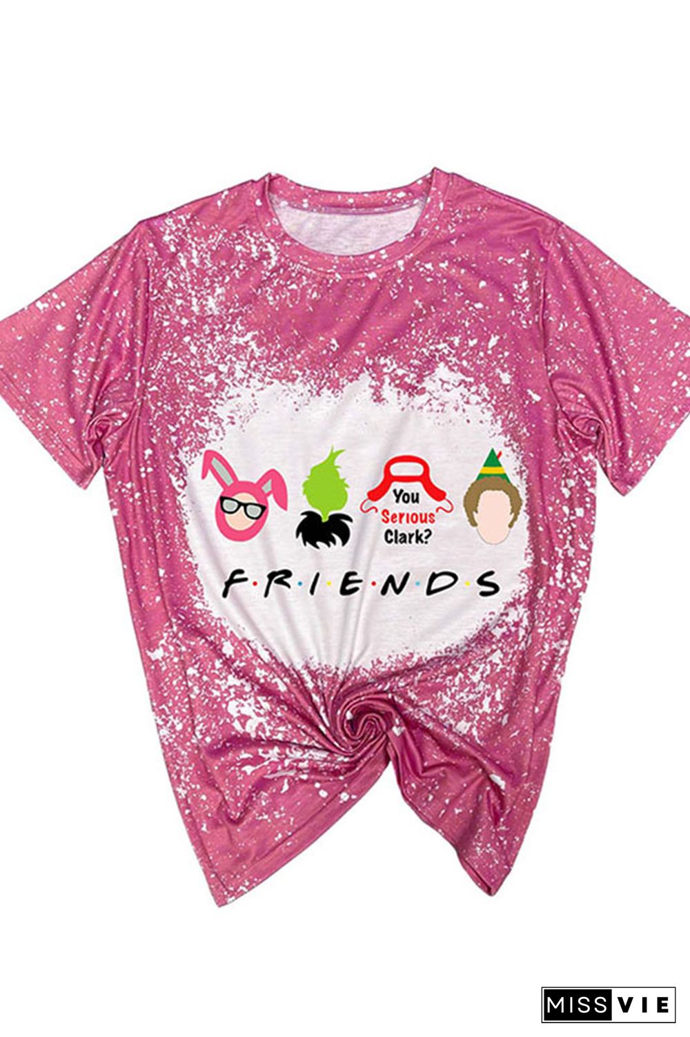 Christmas Friends,Christmas Movie Characters Bleached Graphic Tee Wholesale