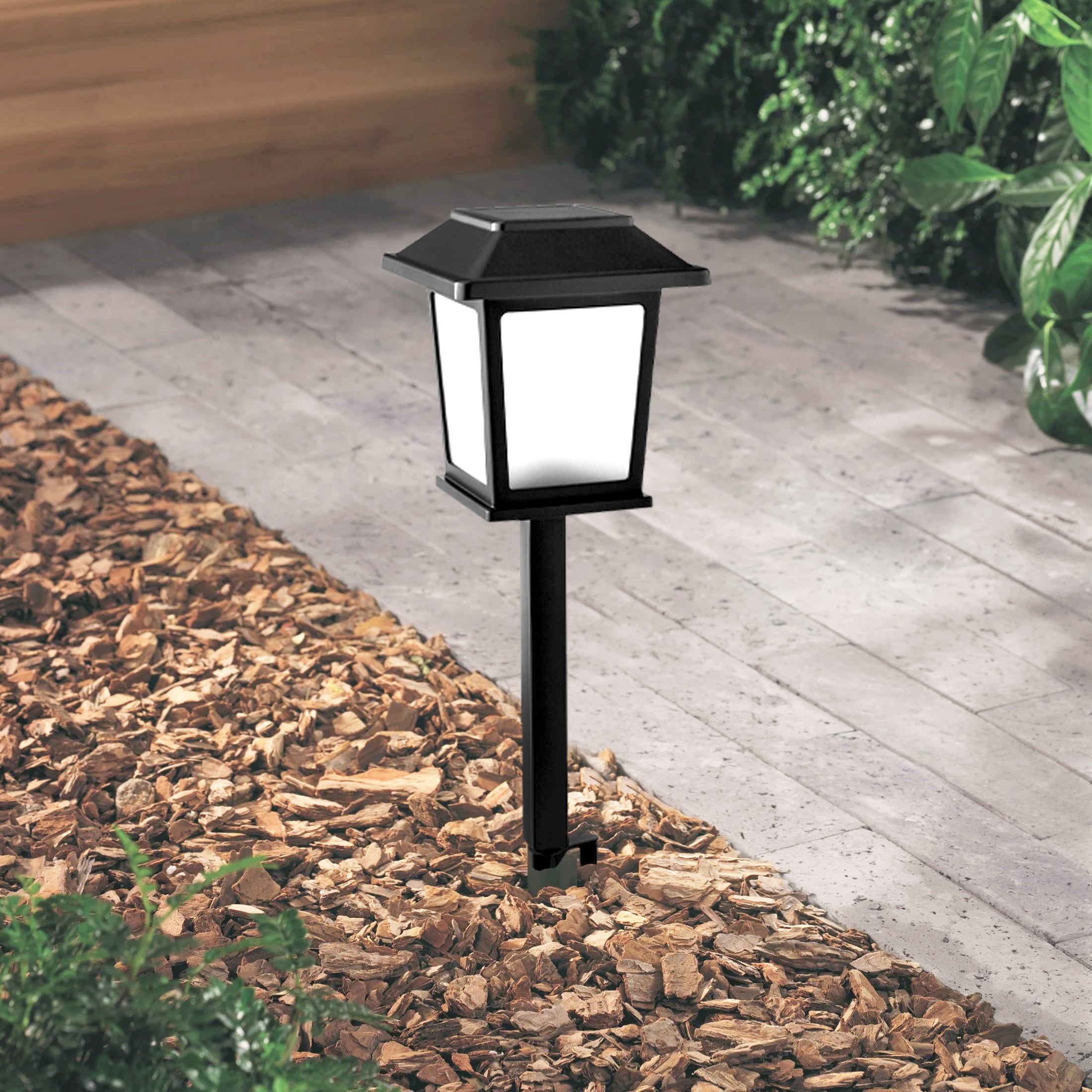 Better Homes & Gardens Solar Powered Square Matte Black Metal LED Landscape Pathway Light, 30 Lumens, (2 Count)