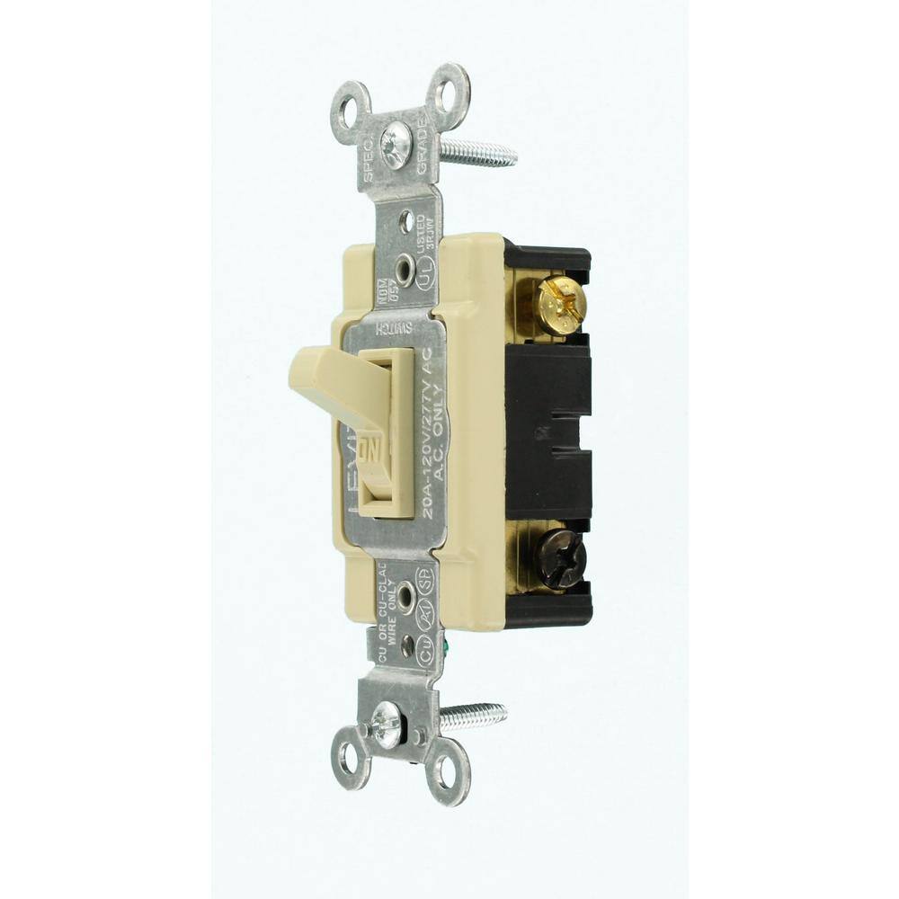 Leviton 20 Amp Commercial Grade Double-Pole Toggle Switch Ivory 54522-2I