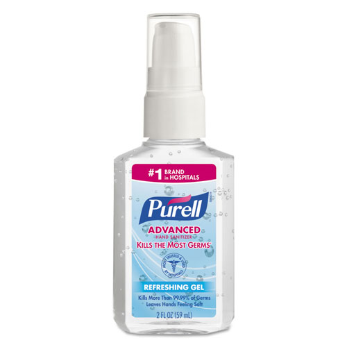 Gojo Purell Advanced Hand Sanitizer Refreshing Gel | Clean Scent， 2 oz Personal Pump Bottle， 24