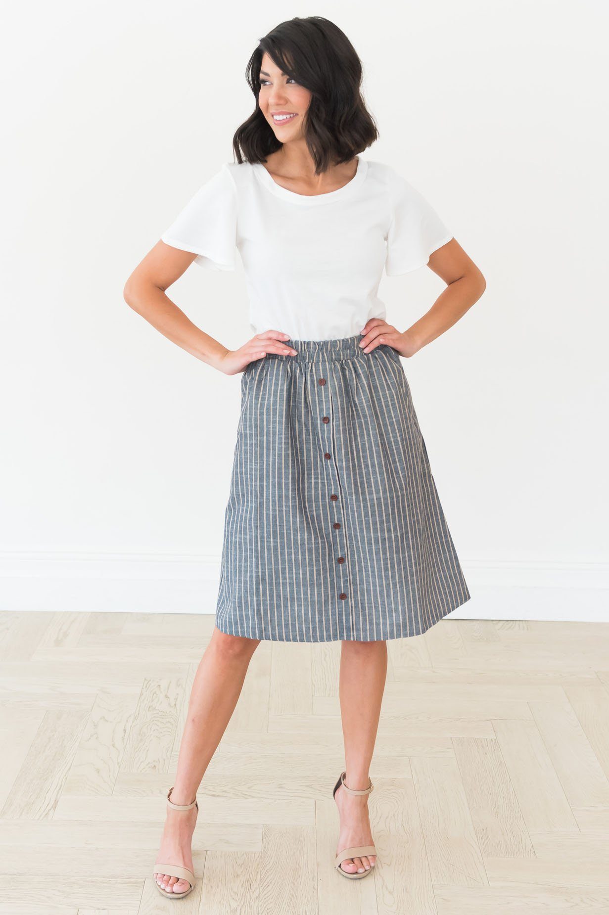 Burst Of Joy Striped Button Skirt