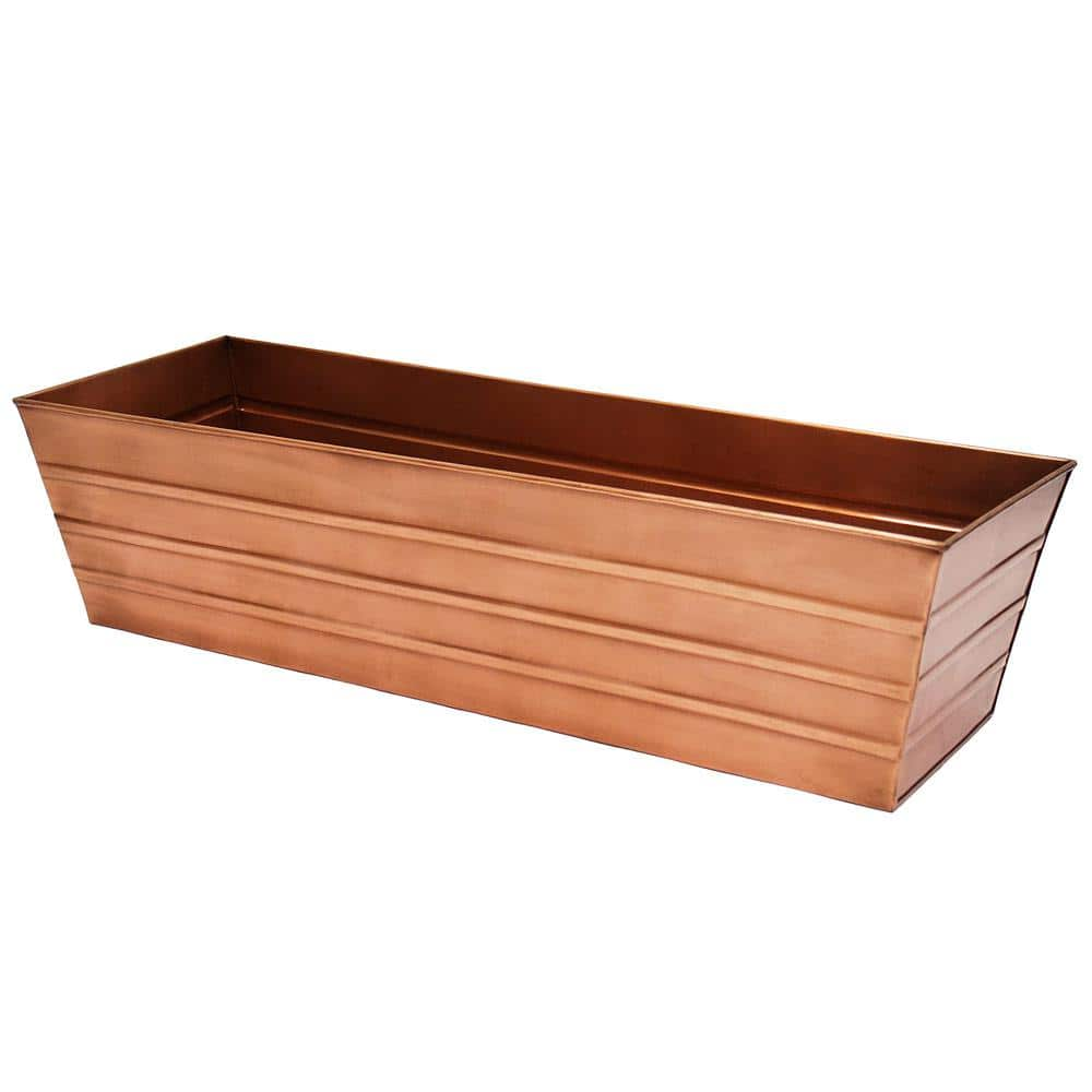 ACHLA DESIGNS Large Galvanized Steel Flower Box Planter， 35.25 in. W Copper Plated C-21C