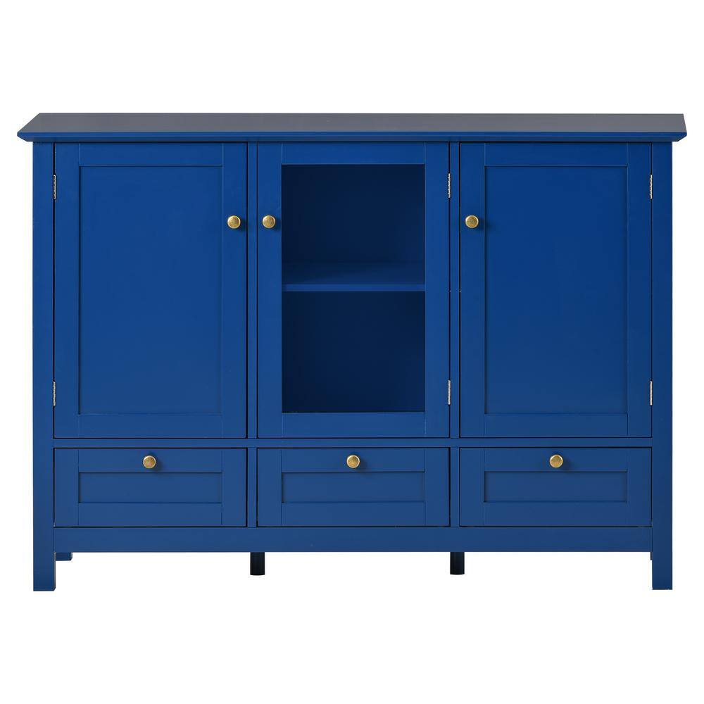 Tileon 44.9 in. W x 14.8 in. W x 31.1 in. H in Blue MDF Ready to Assemble Kitchen Cabinet with Solid Wood Legs AYBSZHD570