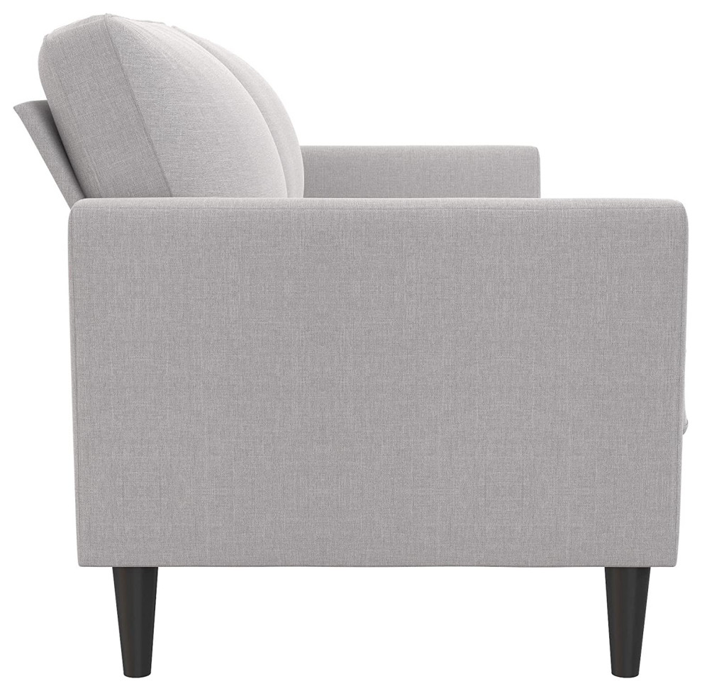 Modern Sofa  Linen Upholstery With Cushioned Seat  ampTapered Legs  Light Gray   Midcentury   Sofas   by Declusia  Houzz