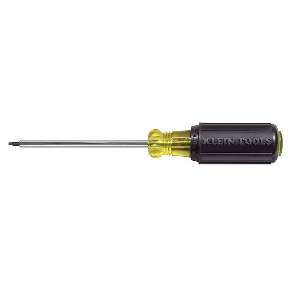 Klein Tools #2 Square-Recess Tip Screwdriver with 8 in. Round Shank- Cushion Grip Handle 666