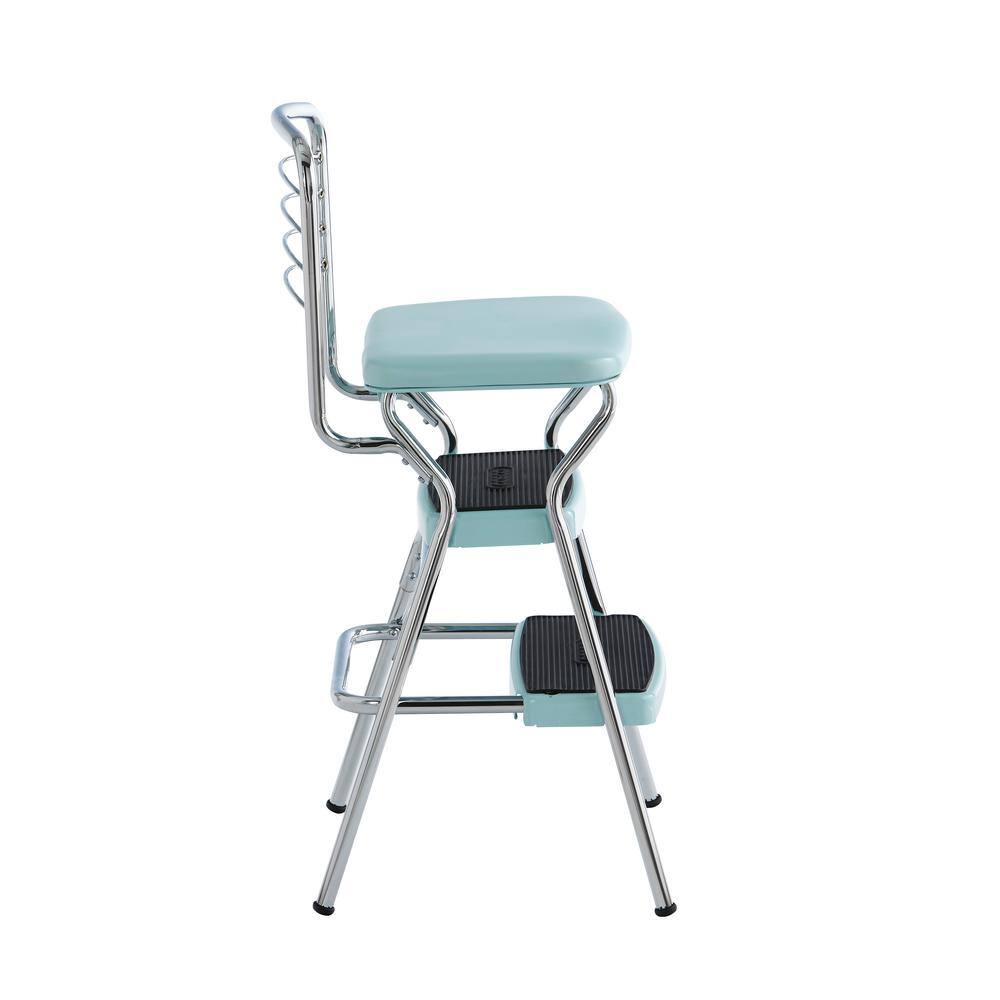 Cosco 2-Step 3 ft. Steel Retro Step Stool with 225 lb. Load Capacity in Teal 11140TEA1E