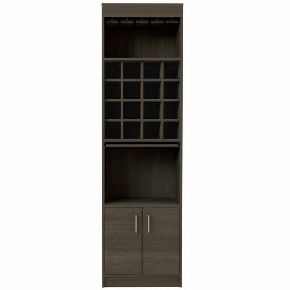 Wolcott 16 Bottle 1 Shelf Bar Cabinet Smokey Oak B...