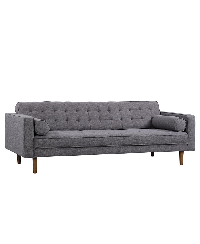 Armen Living Element 85 Linen and Walnut Legs in Mid-Century Modern Sofa