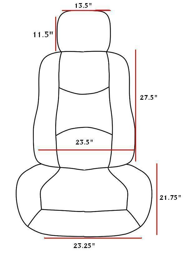 Premium 4pc Front 2 Bucket Semi Custom Fit XL Gray Seat Cover Set 100% Genuine PU Leather Premium Grade