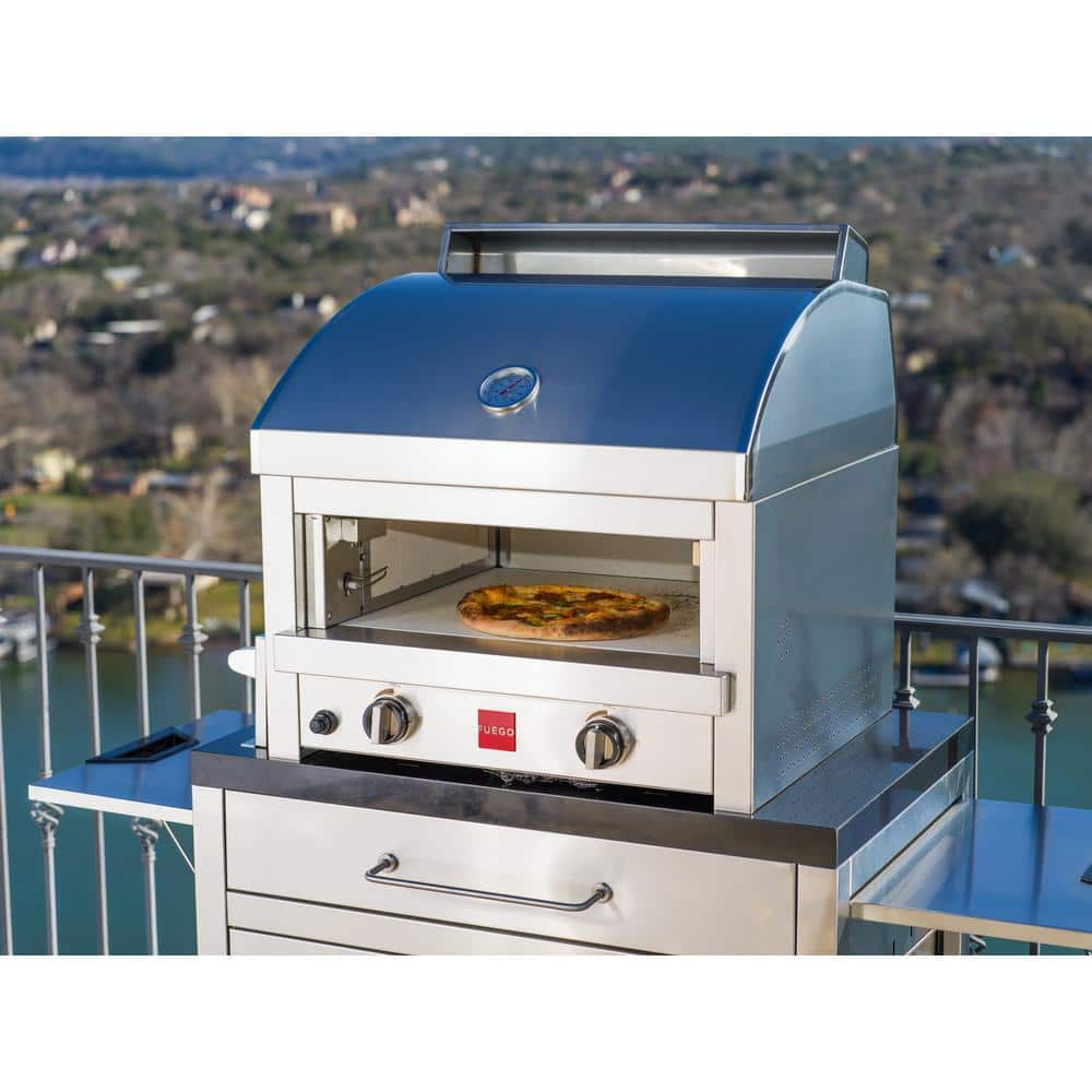 Fuego Premium 27 in. 2-Burner Natural Gas Outdoor Pizza Oven in 304 Stainless Steel F27S-Pizza-NG