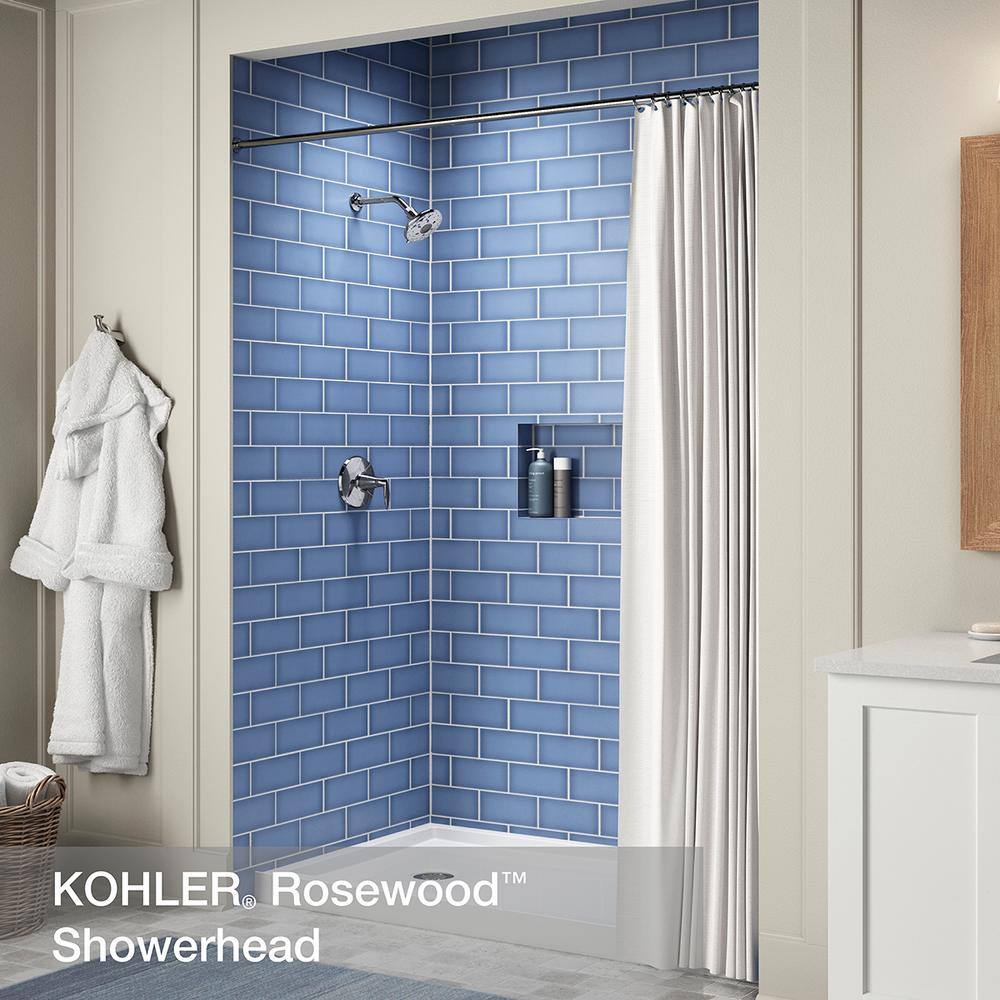 KOHLER Rosewood 6-Spray Patterns 4.9375 in. Wall Mount Fixed Shower Head in Polished Chrome K-REC27217-G-CP