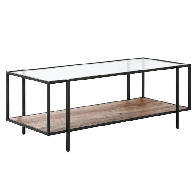 Black Bronze Coffee Table With Gray Oak Shelf Henn amp hart