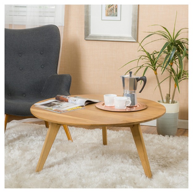 Canton Round Acacia Wood Coffee Table Natural Christopher Knight Home