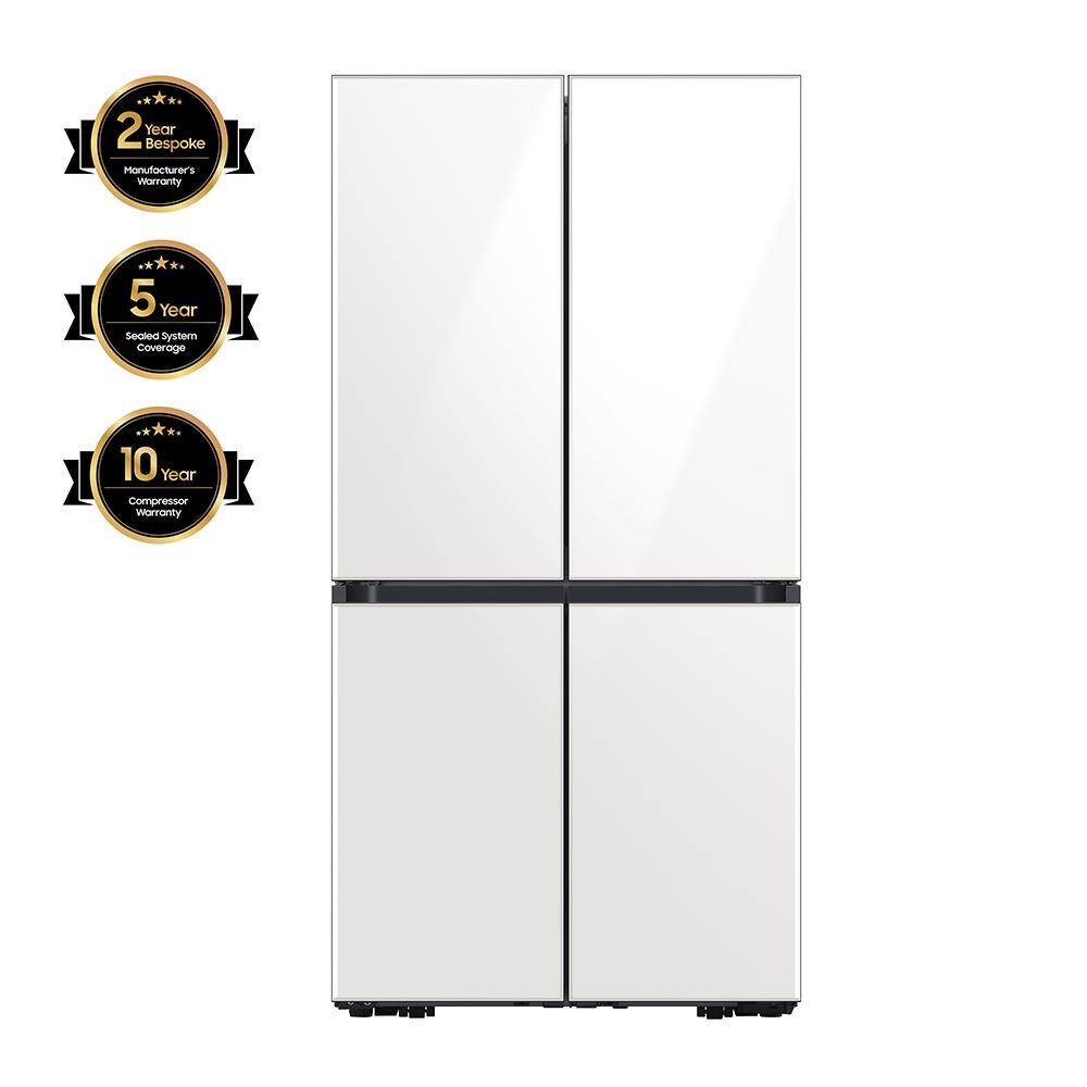  Bespoke 29 cu. ft. 4-Door Flex French Door Smart Refrigerator with Beverage Center in White Glass Standard Depth RF29A967512