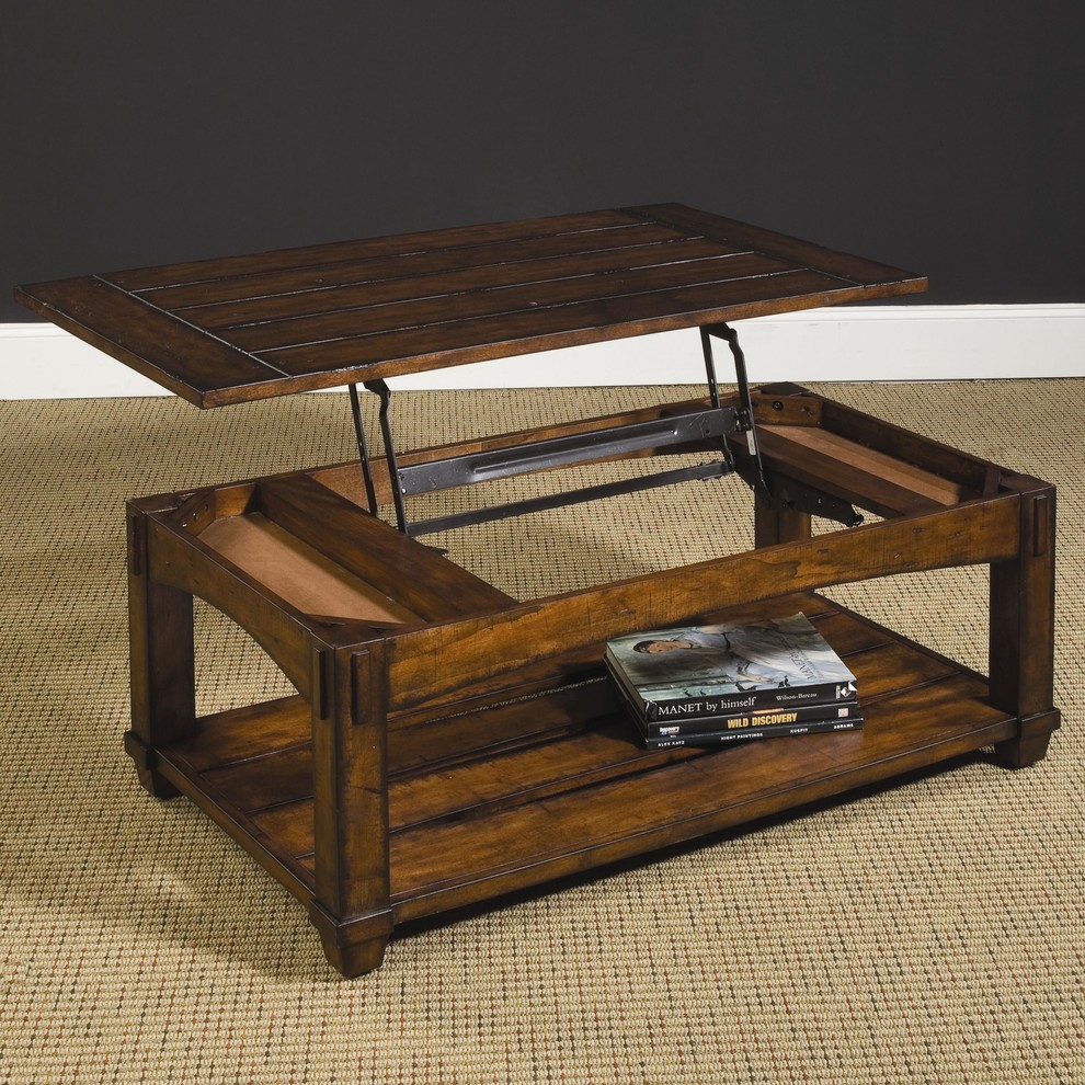 Emma Mason Signature Jmer Rectangular Lift Top Castered Cocktail Table in Rustic   Transitional   Coffee Tables   by Emma Mason  Houzz