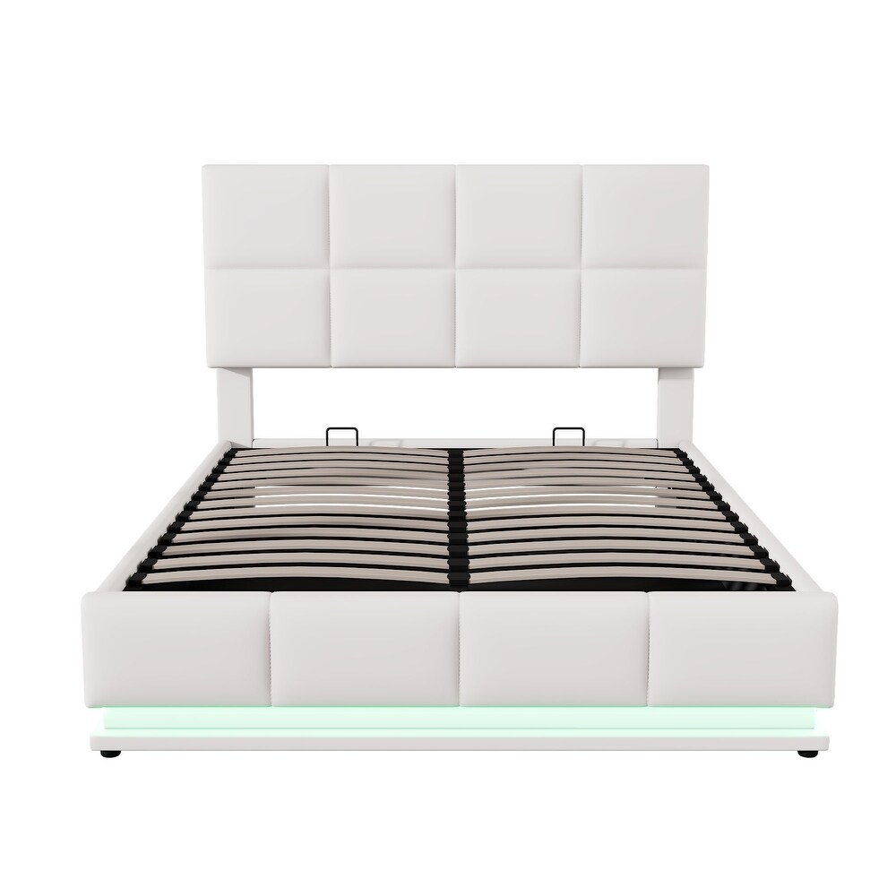 Hydraulic Storage Bed Tufted Upholstered Platform Bed with USB Charger