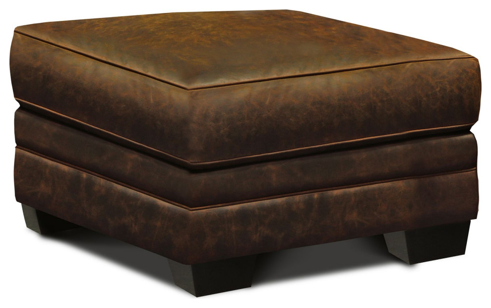 Cordova 100% Top Grain Leather Mid century Ottoman   Contemporary   Footstools And Ottomans   by Hello Sofa Home  Houzz