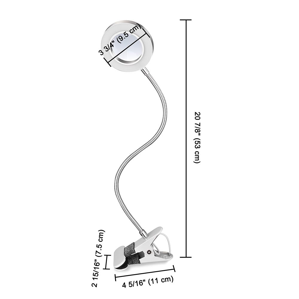 Byootique Magnifying Glass with Light Gooseneck Clamp on Desk 2.5X