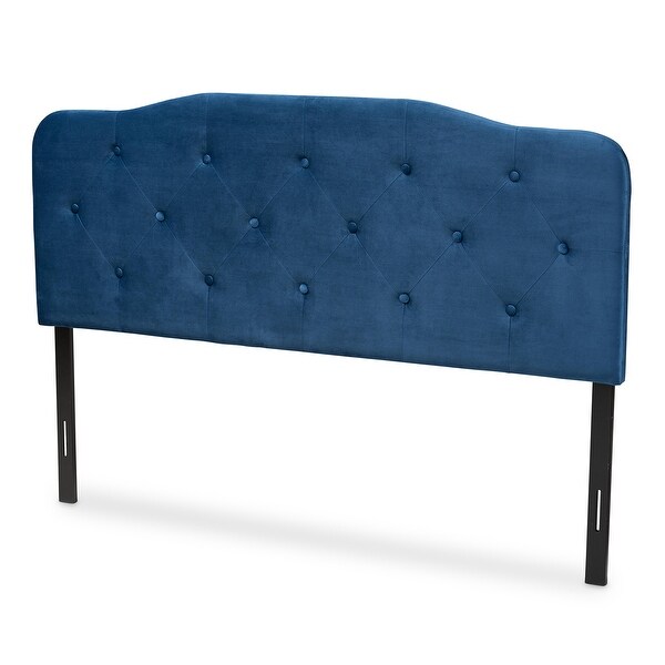 Gregory Modern and Contemporary Velvet Upholstered Headboard-Navy Blue - - 34807903