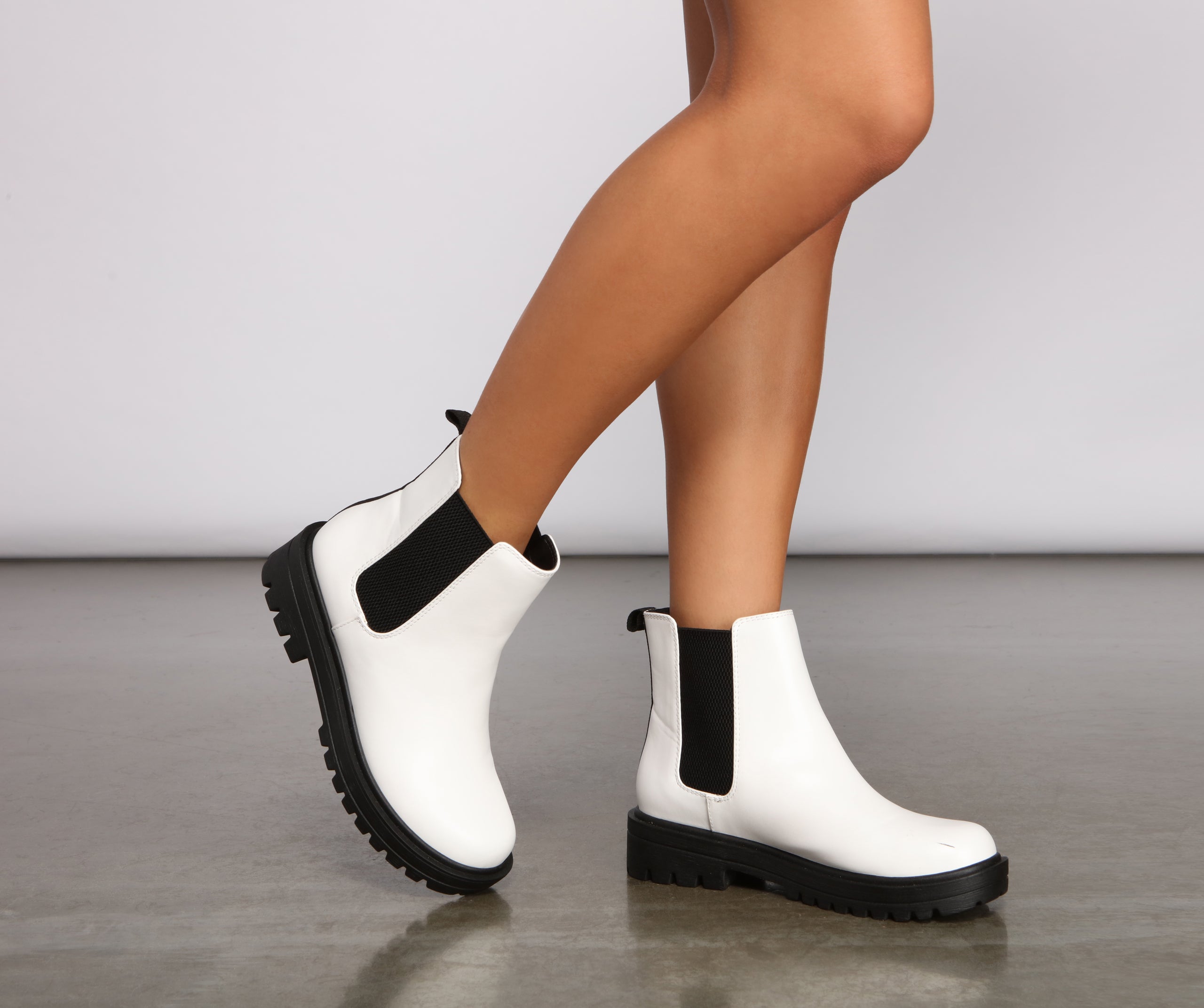 On Edge Faux Leather Lug Booties