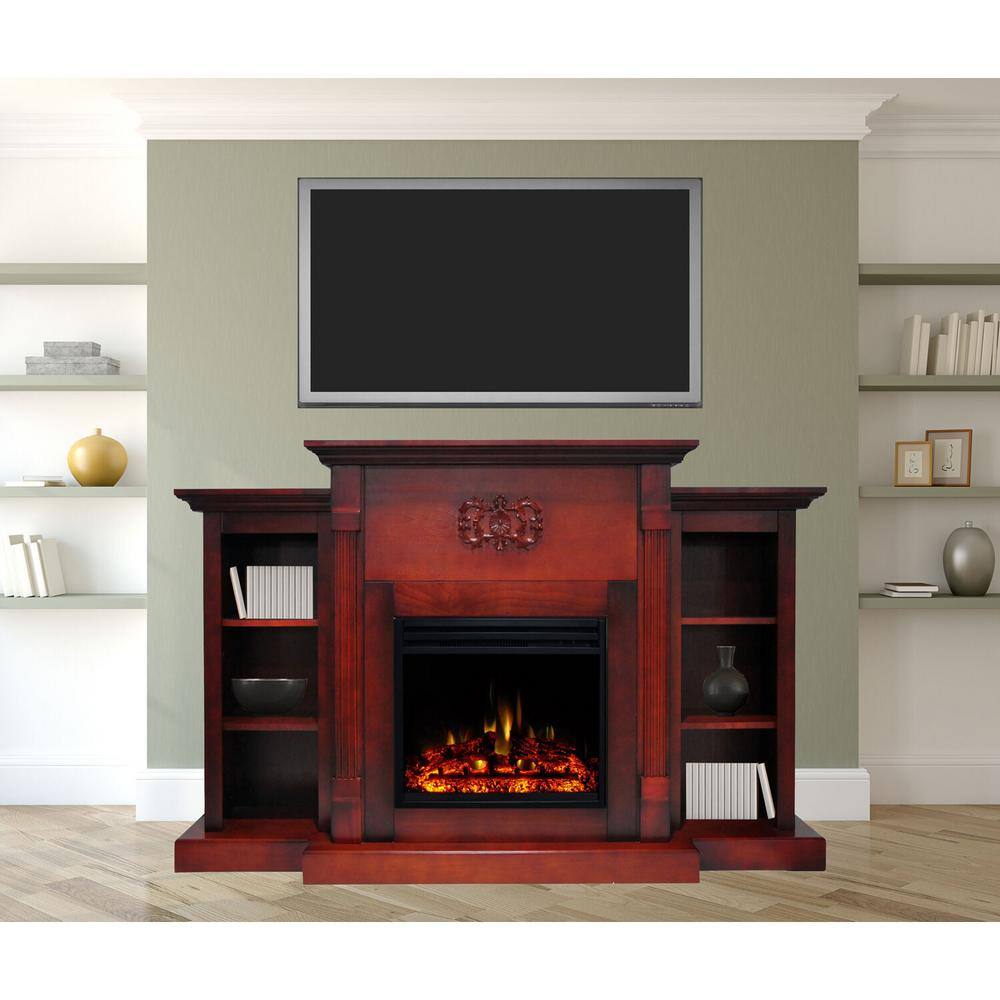 Hanover Classic 72.3 in. Freestanding Electric Fireplace in Cherry with Deep Log Insert FS7233-1BCRL3