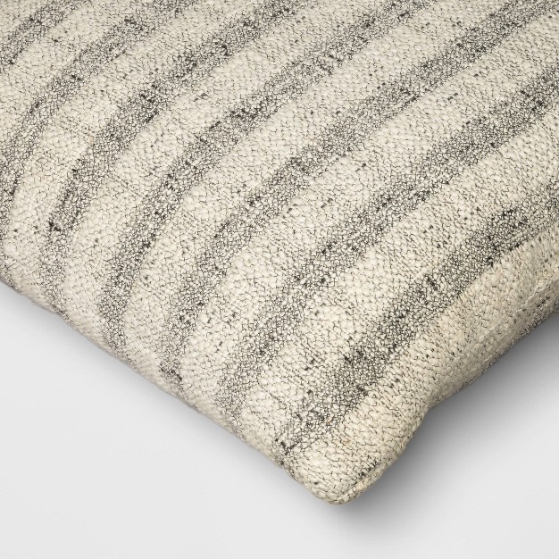 Woven Striped Square Throw Pillow Black ivory