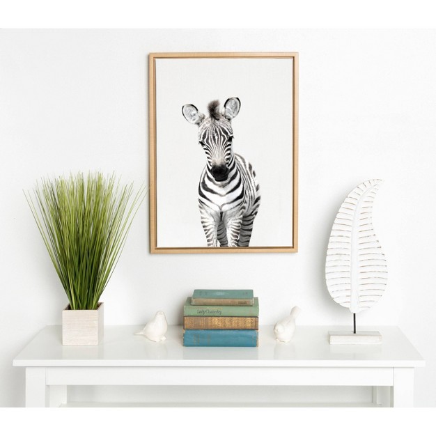 X 24 quot Sylvie Baby Zebra Framed Canvas By Amy Peterson Natural Kate amp Laurel All Things Decor