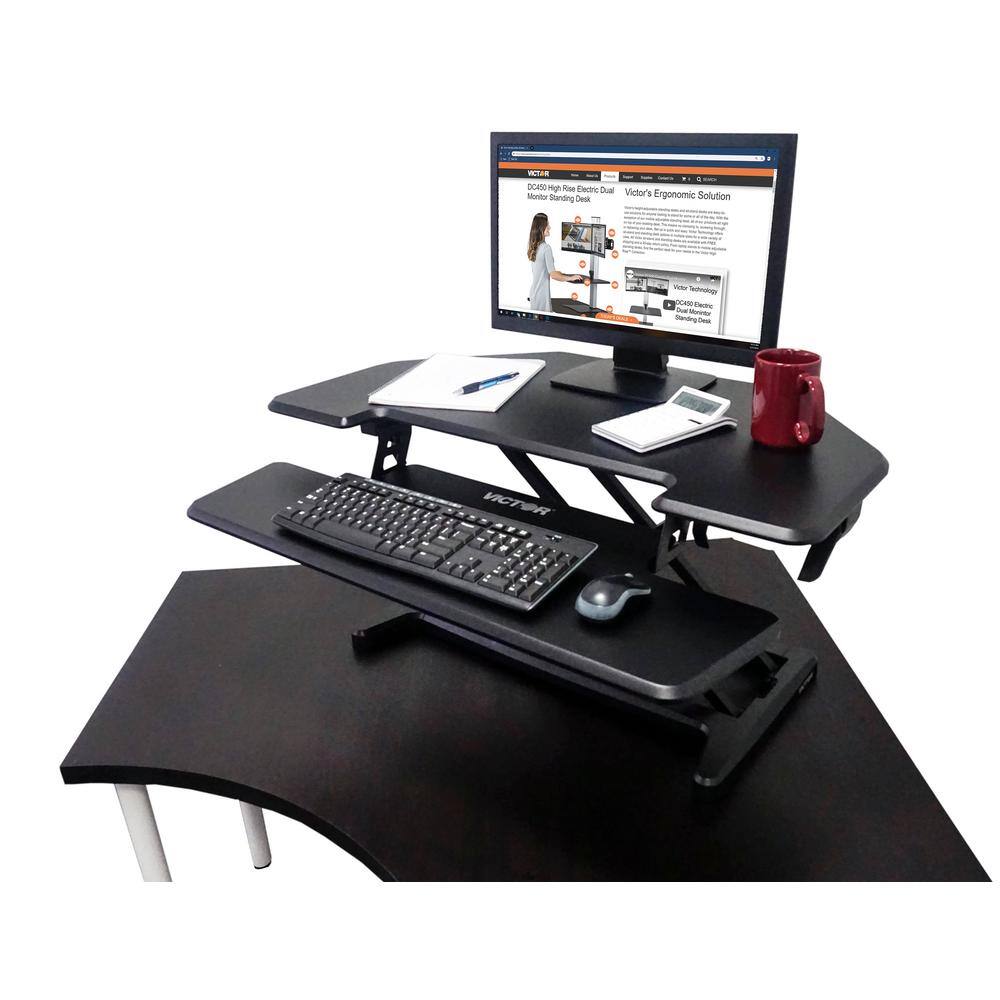 Victor 36 in. Corner Black Standing Desk with Adjustable Height Feature DCX650