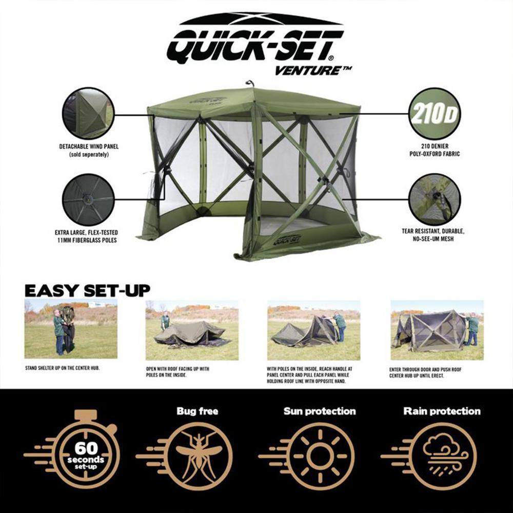 Clam Quick-Set Venture 9 ft. L x 9 ft. L Portable Camping Outdoor Gazebo Canopy Shelter CLAM-VT-15794