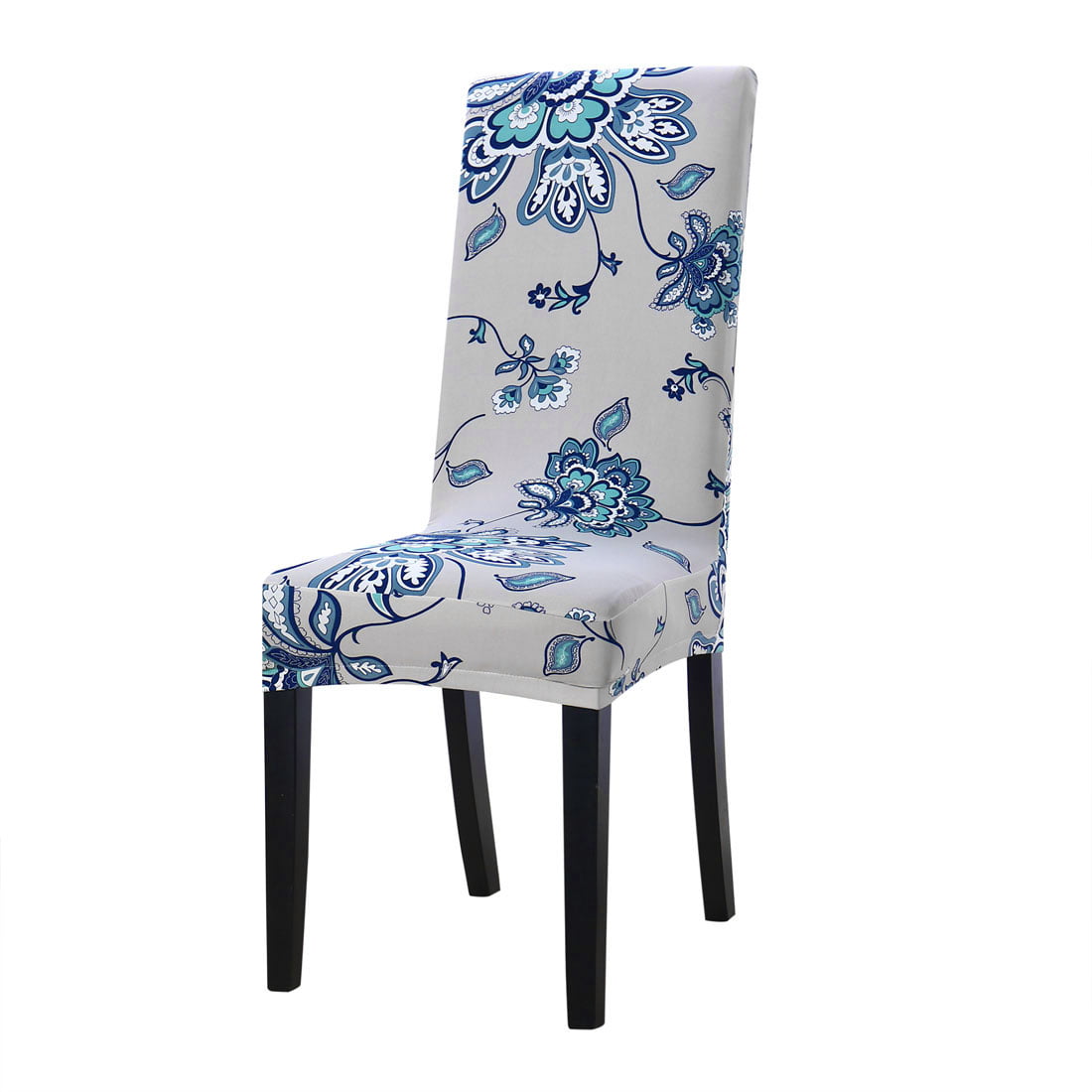 PiccoCasa 1Pc Stretch Spandex Chair Slipcovers Blue Flower Seat Protectors