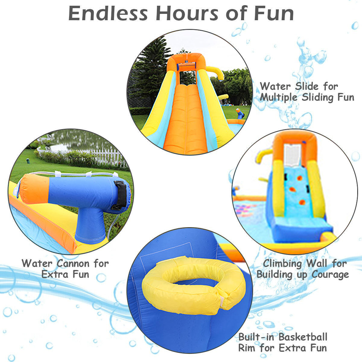 Inflatable Water Slides Kids Bounce House with Pool